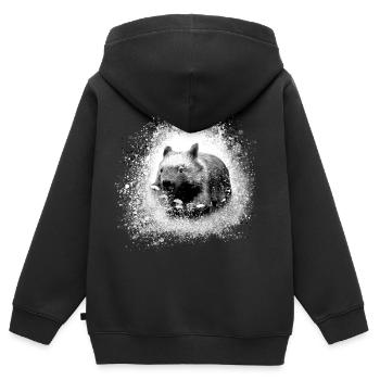 wombat,grey,watercolour, art,painting,graffiti - Kids Premium Organic Zip-up Hoodie - black - Back - AI Model Kid Male (0cm)