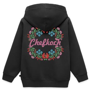 ungarische blumen,chefkoch,blumen,floral,blumen - Kinder Premium Organic Zip Hoodie - Schwarz - Hinten - AI Model Kid Male (0cm)