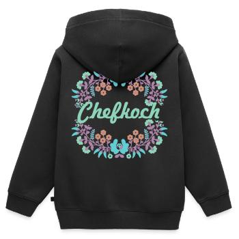 ungarische blumen,chefkoch,blumen,floral,blumen - Kinder Premium Organic Zip Hoodie - Schwarz - Hinten - AI Model Kid Male (0cm)