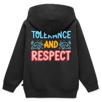 Tolérance et respect idée cadeau original - Sweat Premium à capuche zippé enfant bio - noir - Dos - AI Model Kid Male (0cm)