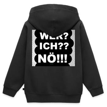 ZoffArt NÖ!!! - Kinder Premium Organic Zip Hoodie - Schwarz - Hinten - AI Model Kid Male (0cm)