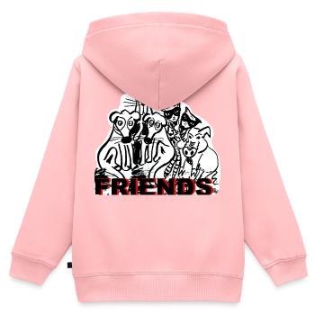 ZoffArt FRIENDS - Kinder Premium Organic Zip Hoodie - Rosa - Hinten - AI Model Kid Female (0cm)