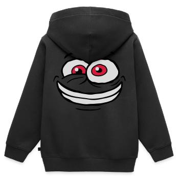 Crazy Comic Face Design - Sweat Premium à capuche zippé enfant bio - noir - Dos - AI Model Kid Male (0cm)