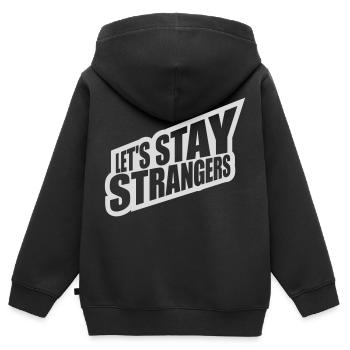 Citation Restons Strangers - Sweat Premium à capuche zippé enfant bio - noir - Dos - AI Model Kid Male (0cm)