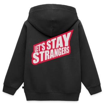 Citation Restons Strangers - Sweat Premium à capuche zippé enfant bio - noir - Dos - AI Model Kid Male (0cm)
