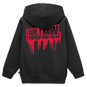 I came saw forget - Kinder Premium Organic Zip Hoodie - Schwarz - Hinten - AI Model Kid Male (0cm)