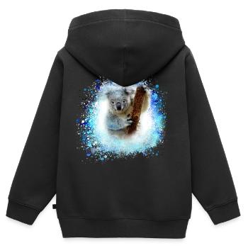 koala ,blau,graffiti,malerei,koalabär, brush - Kinder Premium Organic Zip Hoodie - Schwarz - Hinten - AI Model Kid Male (0cm)
