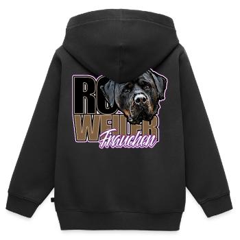 Rottweiler Frauchen - Kinder Premium Organic Zip Hoodie - Schwarz - Hinten - AI Model Kid Male (0cm)