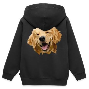Chien mignon - Sweat Premium à capuche zippé enfant bio - noir - Dos - AI Model Kid Male (0cm)
