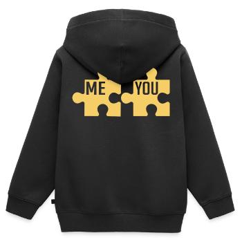 ICH DU | PUZZLE | PAAR - Kinder Premium Organic Zip Hoodie - Schwarz - Hinten - AI Model Kid Male (0cm)
