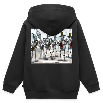 Robot Jazz Band von riccardo maffioli - Kinder Premium Organic Zip Hoodie - Schwarz - Hinten - AI Model Kid Male (0cm)