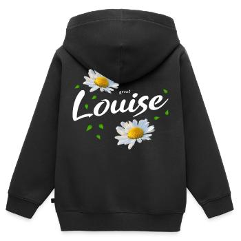 Louise - Kinder Premium Organic Zip Hoodie - Schwarz - Hinten - AI Model Kid Male (0cm)