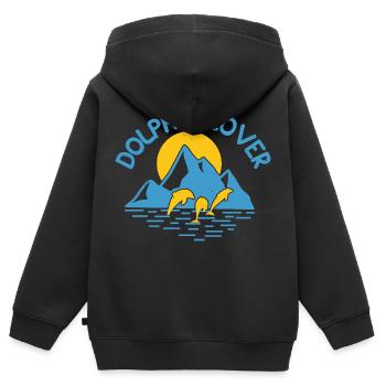 LIEBE DELFINE - Kinder Premium Organic Zip Hoodie - Schwarz - Hinten - AI Model Kid Male (0cm)