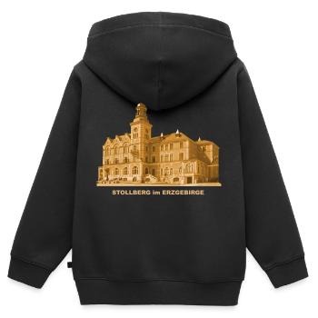 Stollberg Town Hall Erzgebirge District Town Saxony - Kids Premium Organic Zip-up Hoodie - black - Back - AI Model Kid Male (0cm)