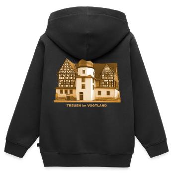 Treuen Schloss Vogtland Saxe - Sweat Premium à capuche zippé enfant bio - noir - Dos - AI Model Kid Male (0cm)