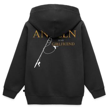 Angler Zubehör Fischen Sportfischen Angel Geschenk - Kinder Premium Organic Zip Hoodie - Schwarz - Hinten - AI Model Kid Male (0cm)