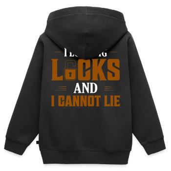 J’aime les grandes serrures et je ne peux pas mentir Serrures de Lockpicker - Sweat Premium à capuche zippé enfant bio - noir - Dos - AI Model Kid Male (0cm)