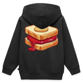 Erdnussbutter und Marmelade Sandwich - Kinder Premium Organic Zip Hoodie - Schwarz - Hinten - AI Model Kid Male (0cm)