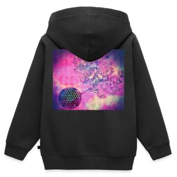Arbre de vie persan n° 3 - Sweat Premium à capuche zippé enfant bio - noir - Dos - AI Model Kid Male (0cm)