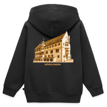 Nördlingen, Hôtel de ville, Danube, Souabe, Bavière - Sweat Premium à capuche zippé enfant bio - noir - Dos - AI Model Kid Male (0cm)