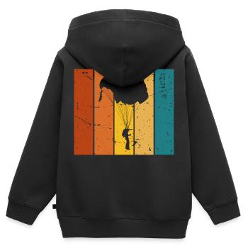 Parachute cadeau Vintage - Sweat Premium à capuche zippé enfant bio - noir - Dos - AI Model Kid Male (0cm)