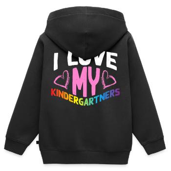 Kindergarten! - Kinder Premium Organic Zip Hoodie - Schwarz - Hinten - AI Model Kid Male (0cm)