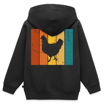 Vintage-Geschenkhenne - Kinder Premium Organic Zip Hoodie - Schwarz - Hinten - AI Model Kid Male (0cm)