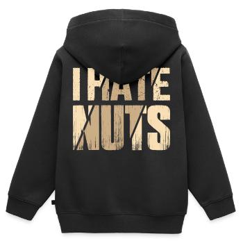 Je déteste les noix Sensibilisation Allergique aux noix - Sweat Premium à capuche zippé enfant bio - noir - Dos - AI Model Kid Male (0cm)