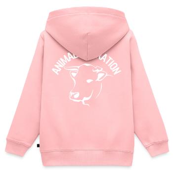 Vache de libération animale - Sweat Premium à capuche zippé enfant bio - rose - Dos - AI Model Kid Female (0cm)