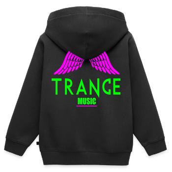 Logo de l’aile de musique trance - Sweat Premium à capuche zippé enfant bio - noir - Dos - AI Model Kid Male (0cm)