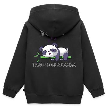 Be fit train like a Panda - Kinder Premium Organic Zip Hoodie - Schwarz - Hinten - AI Model Kid Male (0cm)