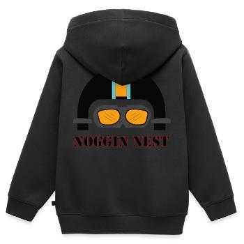 Motorradhelm,"Noggin Nest" - Kinder Premium Organic Zip Hoodie - Schwarz - Hinten - AI Model Kid Male (0cm)