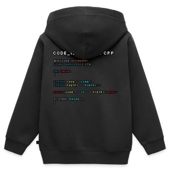 Le code, c’est de la poésie.CPP - Sweat Premium à capuche zippé enfant bio - noir - Dos - AI Model Kid Male (0cm)