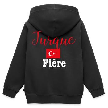 turque Fière - Sweat Premium à capuche zippé enfant bio - noir - Dos - AI Model Kid Male (0cm)