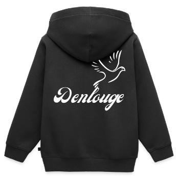 Denlouge blanc - Sweat Premium à capuche zippé enfant bio - noir - Dos - AI Model Kid Male (0cm)