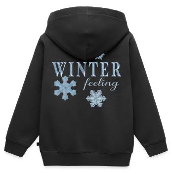 Sensation hivernale - Sweat Premium à capuche zippé enfant bio - noir - Dos - AI Model Kid Male (0cm)