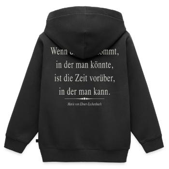 Die Zeit - Kinder Premium Organic Zip Hoodie - Schwarz - Hinten - AI Model Kid Male (0cm)