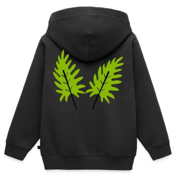 feuilles - Sweat Premium à capuche zippé enfant bio - noir - Dos - AI Model Kid Male (0cm)