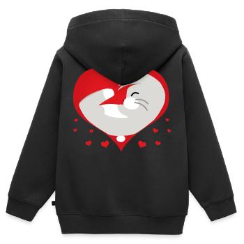 Tierisches Liebesherz - Kinder Premium Organic Zip Hoodie - Schwarz - Hinten - AI Model Kid Male (0cm)