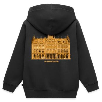 Hannover Altes Rathaus Niedersachsen - Kinder Premium Organic Zip Hoodie - Schwarz - Hinten - AI Model Kid Male (0cm)