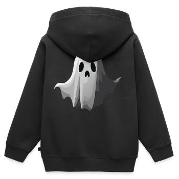 Visage hanté : notre conception fantomatique - Sweat Premium à capuche zippé enfant bio - noir - Dos - AI Model Kid Male (0cm)