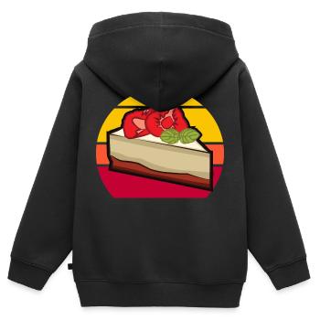 Gâteau aux fraises - Sweat Premium à capuche zippé enfant bio - noir - Dos - AI Model Kid Male (0cm)
