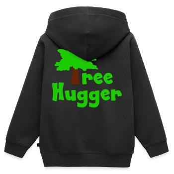 Étreinte d’arbre - Sweat Premium à capuche zippé enfant bio - noir - Dos - AI Model Kid Male (0cm)