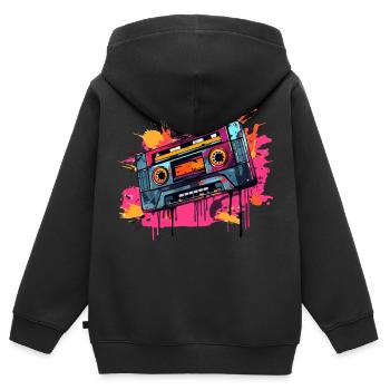 Kassetten Design der 80er & 90er Jahre Musik Motiv - Kinder Premium Organic Zip Hoodie - Schwarz - Hinten - AI Model Kid Male (0cm)