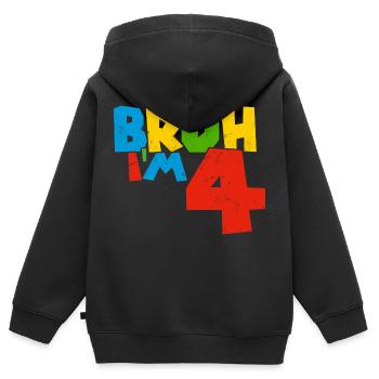 Bruh I'm four Geburtstagsgeschenk Vier Jahre - Kinder Premium Organic Zip Hoodie - Schwarz - Hinten - AI Model Kid Male (0cm)