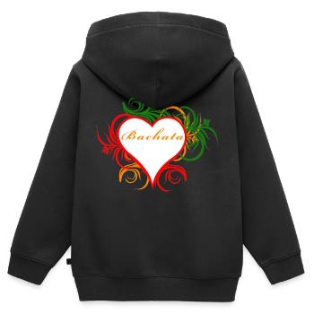 Bachata dans l’ornement de coeur - Sweat Premium à capuche zippé enfant bio - noir - Dos - AI Model Kid Male (0cm)