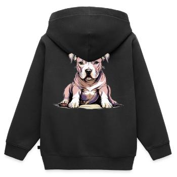 Pitbul Welpe - Kinder Premium Organic Zip Hoodie - Schwarz - Hinten - AI Model Kid Male (0cm)