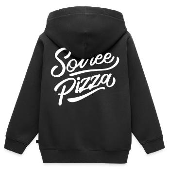 Soirée pizza - Sweat Premium à capuche zippé enfant bio - noir - Dos - AI Model Kid Male (0cm)