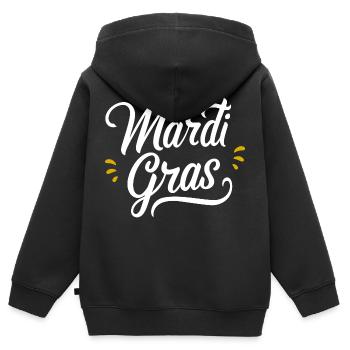 Mardi Gras - Sweat Premium à capuche zippé enfant bio - noir - Dos - AI Model Kid Male (0cm)