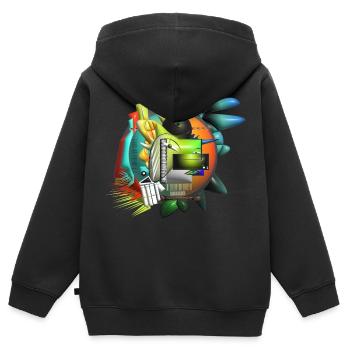 Abstrakte Kunst Kubismus - Kinder Premium Organic Zip Hoodie - Schwarz - Hinten - AI Model Kid Male (0cm)
